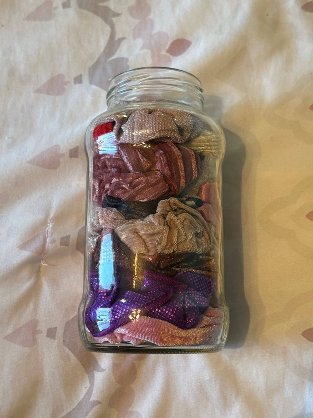 Scrunchie Jar of Multicoloured Hair Ties for Girls